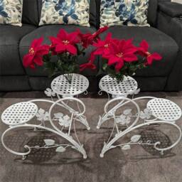 EONLION Wrought Iron Plant Shelf Plant Holder in White - thumbnail 1