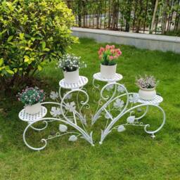 EONLION Wrought Iron Plant Shelf Plant Holder in White - thumbnail 5