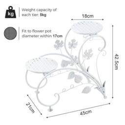 EONLION Wrought Iron Plant Shelf Plant Holder in White - thumbnail 2