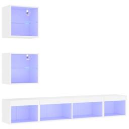 Berkfield Home Modern 5 Piece TV Wall Units with LED White Engineered Wood - thumbnail 1
