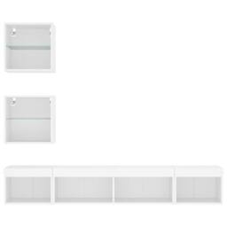 Berkfield Home Modern 5 Piece TV Wall Units with LED White Engineered Wood - thumbnail 6
