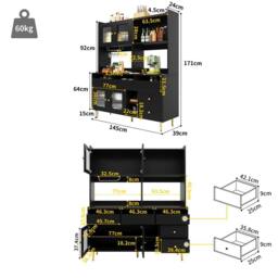 STILVORA Sideboard Storage Cabinet with Changhong Glass Black - thumbnail 4