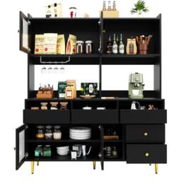 STILVORA Sideboard Storage Cabinet with Changhong Glass Black - thumbnail 5