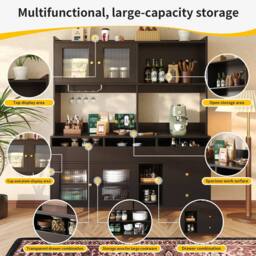 STILVORA Sideboard Storage Cabinet with Changhong Glass Black - thumbnail 7