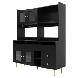 STILVORA Sideboard Storage Cabinet with Changhong Glass Black - thumbnail 6