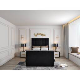 KDMD Luther Upholstered Black TV Bed Frame - Size: Small Double - thumbnail 2