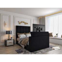 KDMD Luther Upholstered Black TV Bed Frame - Size: Small Double