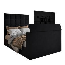 KDMD Luther Upholstered Black TV Bed Frame - Size: Small Double - thumbnail 4