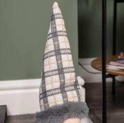 Samuel Alexander 35cm Grey Standing Christmas Gonk Decoration with Tartan Hat - thumbnail 4