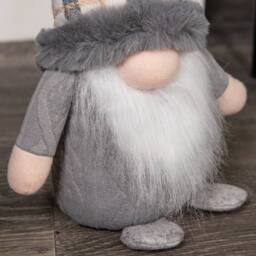 Samuel Alexander 35cm Grey Standing Christmas Gonk Decoration with Tartan Hat - thumbnail 5