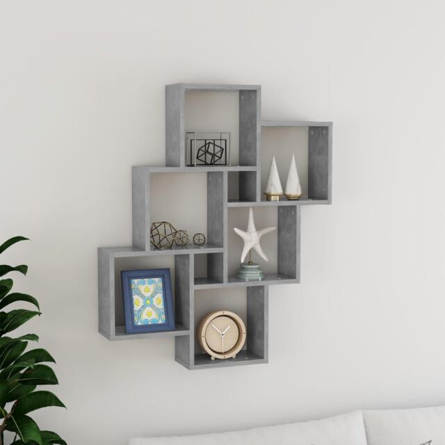 Berkfield Home Wall Cube Shelf Concrete Grey 78x15x93 cm Engineered Wood - Size: 78 x 15 x 93 cm - image 1