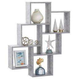 Berkfield Home Wall Cube Shelf Concrete Grey 78x15x93 cm Engineered Wood - Size: 78 x 15 x 93 cm - thumbnail 3