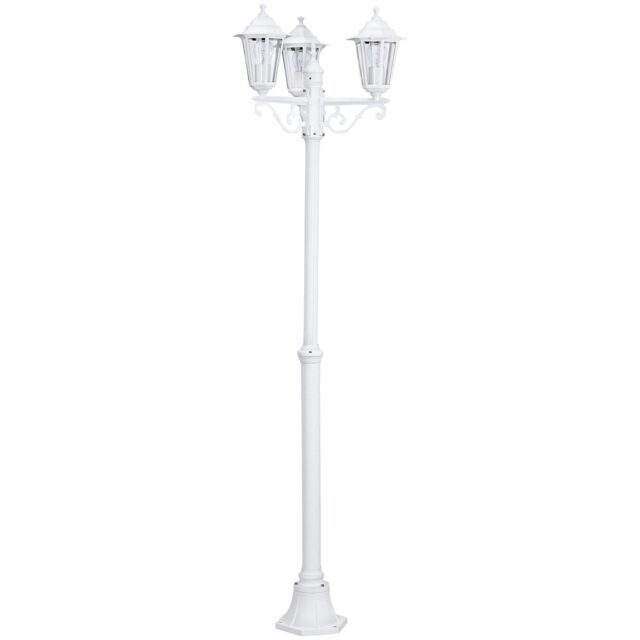 Loops IP44 Outdoor Bollard Light White Aluminium Lantern 3 Arm 60W E27 Bulb Lamp Post - image 1