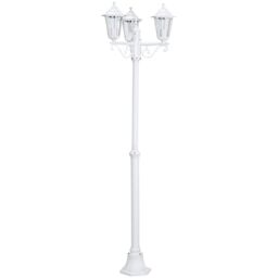 Loops IP44 Outdoor Bollard Light White Aluminium Lantern 3 Arm 60W E27 Bulb Lamp Post