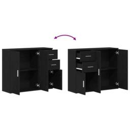Berkfield Home Sideboard Black Oak 91x29.5x75 cm Engineered Wood - thumbnail 9