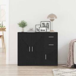 Berkfield Home Sideboard Black Oak 91x29.5x75 cm Engineered Wood - thumbnail 3