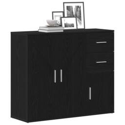 Berkfield Home Sideboard Black Oak 91x29.5x75 cm Engineered Wood - thumbnail 4