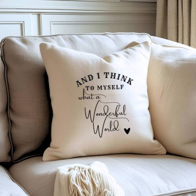 Aye Do Gifts What A Wonderful World Cushion in Cream - Size: 40 cm x 40 cm - image 1