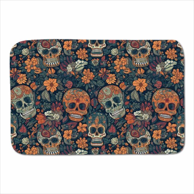 Warren Reed - Designer Dia De Los Muertos Skulls Sherpa Blanket in Orange - Size: Large - image 1