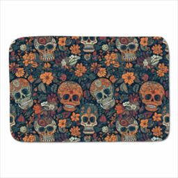 Warren Reed - Designer Dia De Los Muertos Skulls Sherpa Blanket in Orange - Size: Large - thumbnail 1