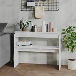 Berkfield Home Decorative Console Table High Gloss White 102x30x80 cm Engineered Wood - Size: 102 x 30 x 80 cm - thumbnail 2