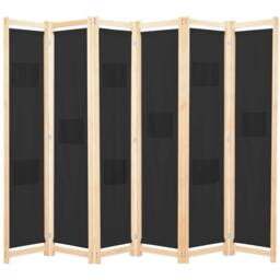 Berkfield Home Stylish 6-Panel Room Divider Black 240x170x4 cm Fabric - Size: 240 x 170 x 4 cm - thumbnail 2