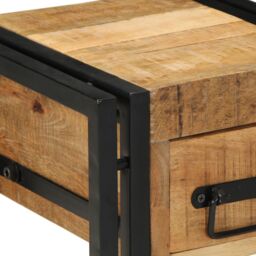 Berkfield Home End Table with Drawer Black 30x30x40 cm Solid Mango Wood in Brown - Size: 30 x 30 x 40 cm - thumbnail 8