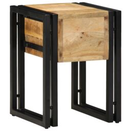 Berkfield Home End Table with Drawer Black 30x30x40 cm Solid Mango Wood in Brown - Size: 30 x 30 x 40 cm - thumbnail 7