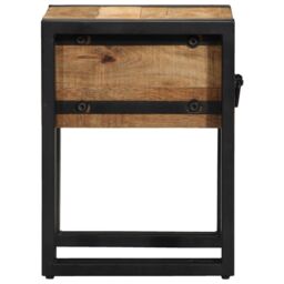 Berkfield Home End Table with Drawer Black 30x30x40 cm Solid Mango Wood in Brown - Size: 30 x 30 x 40 cm - thumbnail 6