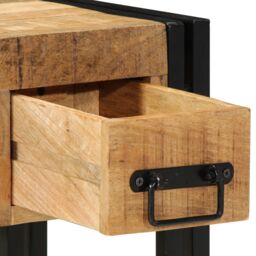Berkfield Home End Table with Drawer Black 30x30x40 cm Solid Mango Wood in Brown - Size: 30 x 30 x 40 cm - thumbnail 9