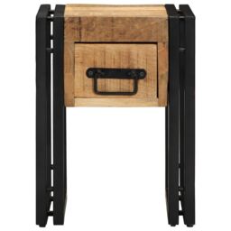 Berkfield Home End Table with Drawer Black 30x30x40 cm Solid Mango Wood in Brown - Size: 30 x 30 x 40 cm - thumbnail 5