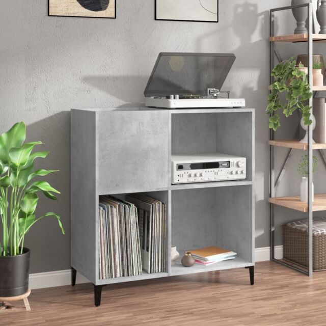 Berkfield Home Record Cabinet Concrete Grey 84.5x38x89 cm Engineered Wood - image 1