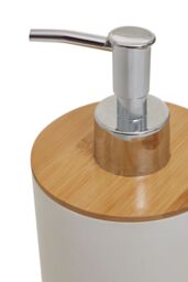 Orsina Grey Lotion Dispenser With Silver Pump, 500ml Bamboo Fibre Hand Lotion Dispenser, Sturdy Bathroom Accessory in White - thumbnail 5