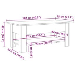 Berkfield Home Coffee Table Artisan Oak 102x55x42 cm Engineered Wood in Brown - Size: 102 x 55 x 42 cm - thumbnail 9