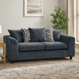Furnishings For Less UK Zina Chenille Fabric 3 Seater Sofa Scatter Back in Grey - thumbnail 1