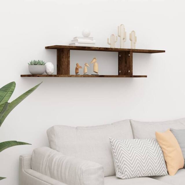 Berkfield Home Wall-Mounted TV Shelf Smoked Oak 125x18x23 cm Engineered Wood in Brown - Size: 125 x 18 x 23 cm - image 1