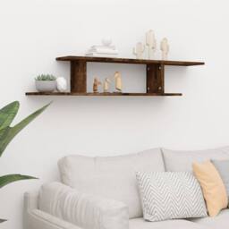 Berkfield Home Wall-Mounted TV Shelf Smoked Oak 125x18x23 cm Engineered Wood in Brown - Size: 125 x 18 x 23 cm - thumbnail 1