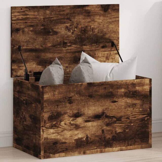 Berkfield Home Storage Box Smoked Oak 60x35x35 cm Engineered Wood in Brown - Size: 60 x 35 x 35 cm