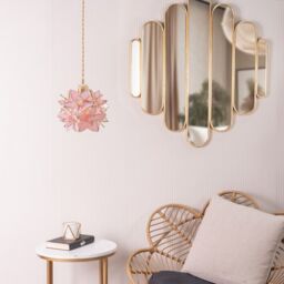ValueLights Reine Glass Flower Easy Fit Pendant Light with 10W LED Warm White Bulb in Bright Pink - Size: 8 inches - thumbnail 1