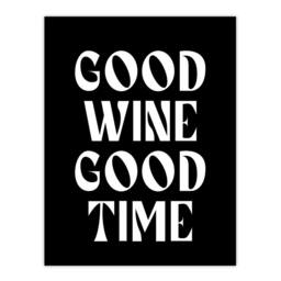 "Artery8 Good Wine Good Time Black White Fun Cheeky Wall Art Print - Size: W12"" x H16""" - thumbnail 1