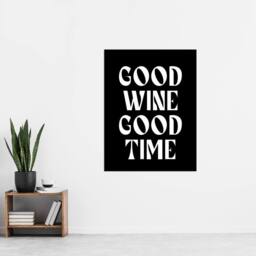"Artery8 Good Wine Good Time Black White Fun Cheeky Wall Art Print - Size: W12"" x H16""" - thumbnail 4