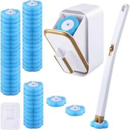 VOGREX Wall Mount Disposable Toilet Brush Set & 48 Replacement Refill Heads in Blue - thumbnail 3