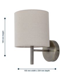 First Choice Lighting Set of 2 Brea - Antique Brass Wall Lights with Natural Linen Shade in Gold - thumbnail 6