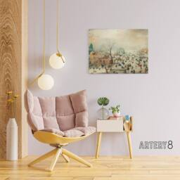 "Artery8 Avercamp Winter Landscape With Skaters Canvas Wall Art Print in Beige - Size: W18"" x H24""" - thumbnail 3