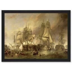 Artery8 Stanfield Battle Of Trafalgar Painting Naval Battle Artwork Framed Wall Art Print A4 in Black - thumbnail 1
