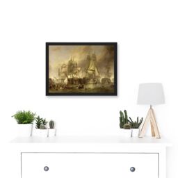 Artery8 Stanfield Battle Of Trafalgar Painting Naval Battle Artwork Framed Wall Art Print A4 in Black - thumbnail 2