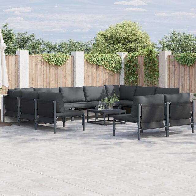 Berkfield Home Garden Sofa Set 11 pcs Anthracite Steel - image 1
