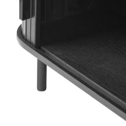 Wyld and Coco Coffee Table Black Laminated Wood Metal Legs Sliding Storage - thumbnail 8