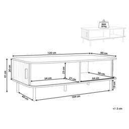 Wyld and Coco Coffee Table Black Laminated Wood Metal Legs Sliding Storage - thumbnail 3