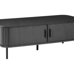 Wyld and Coco Coffee Table Black Laminated Wood Metal Legs Sliding Storage - thumbnail 2